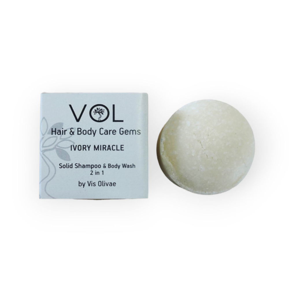 "Ivory Miracle λευκό" Στέρεο Σαμπουάν & Αφρόλουτρο 70gr - Vis Olivae
