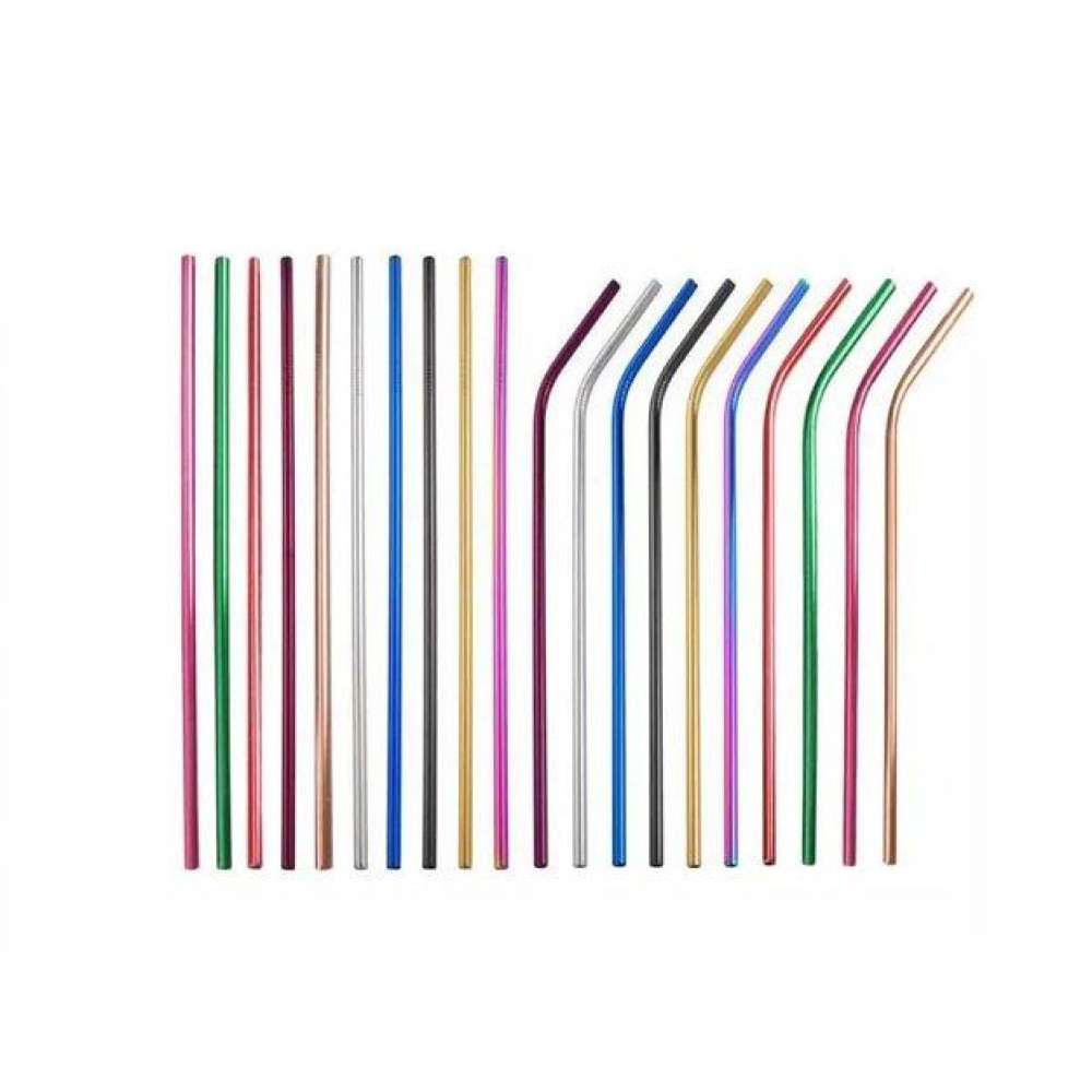 Μεταλλικά Καλαμάκια Πολλών Χρωμάτων Γυριστά Σετ των 2