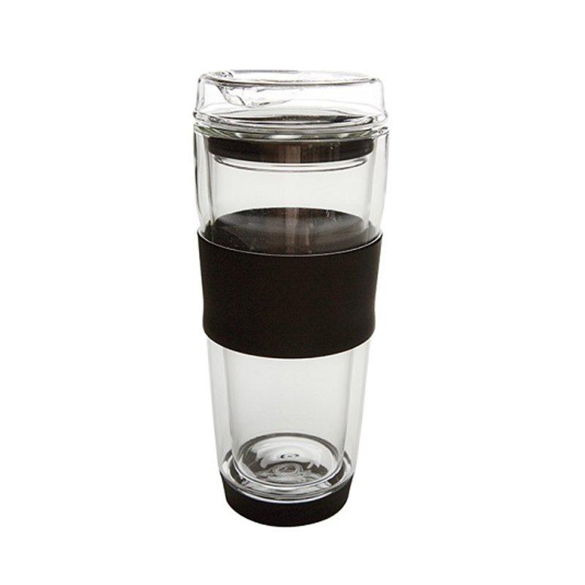 Ποτήρι Θερμός Διπλού Τοιχώματος με Γυάλινο Καπάκι 400ml.